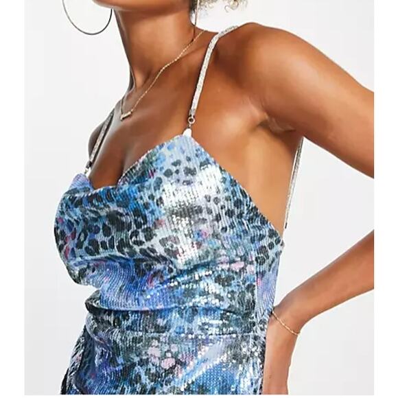 New ~ ASOS ~ NORDSTROM ! Stunning! Cowl Neck Mini Dress Size 6 Homecoming - Picture 3 of 11